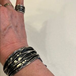 Genuine Silver and Black Stacked Ring and Bracelet from an artisan in Mexico